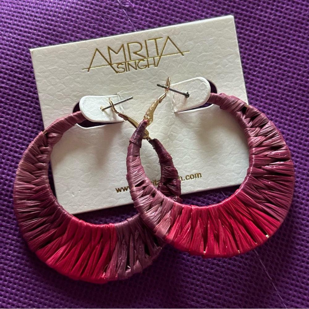 💜❤️ 2 Inch Ombré Wrapped Raffia Hoops ❤️💜